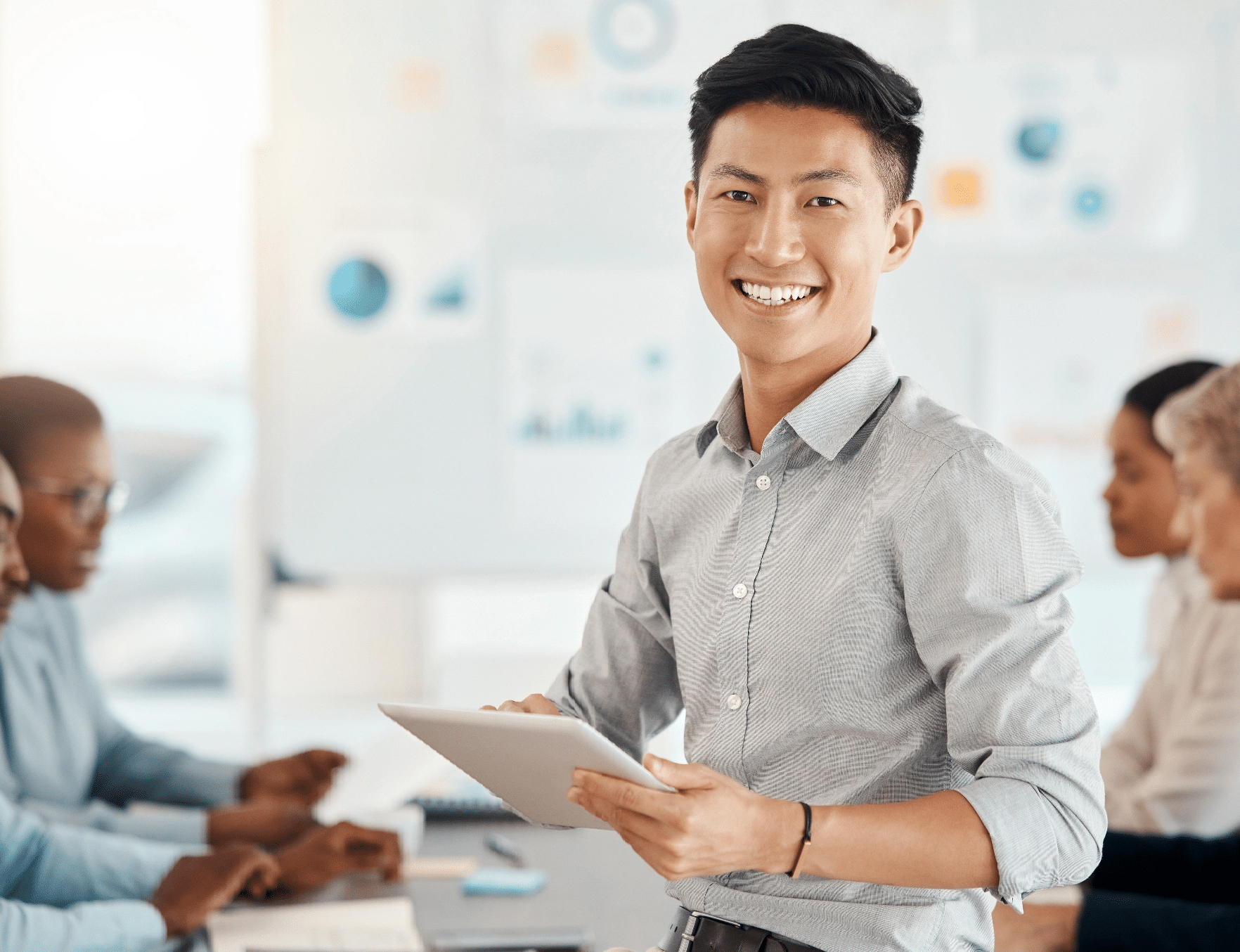 Employee Meeting with a tablet